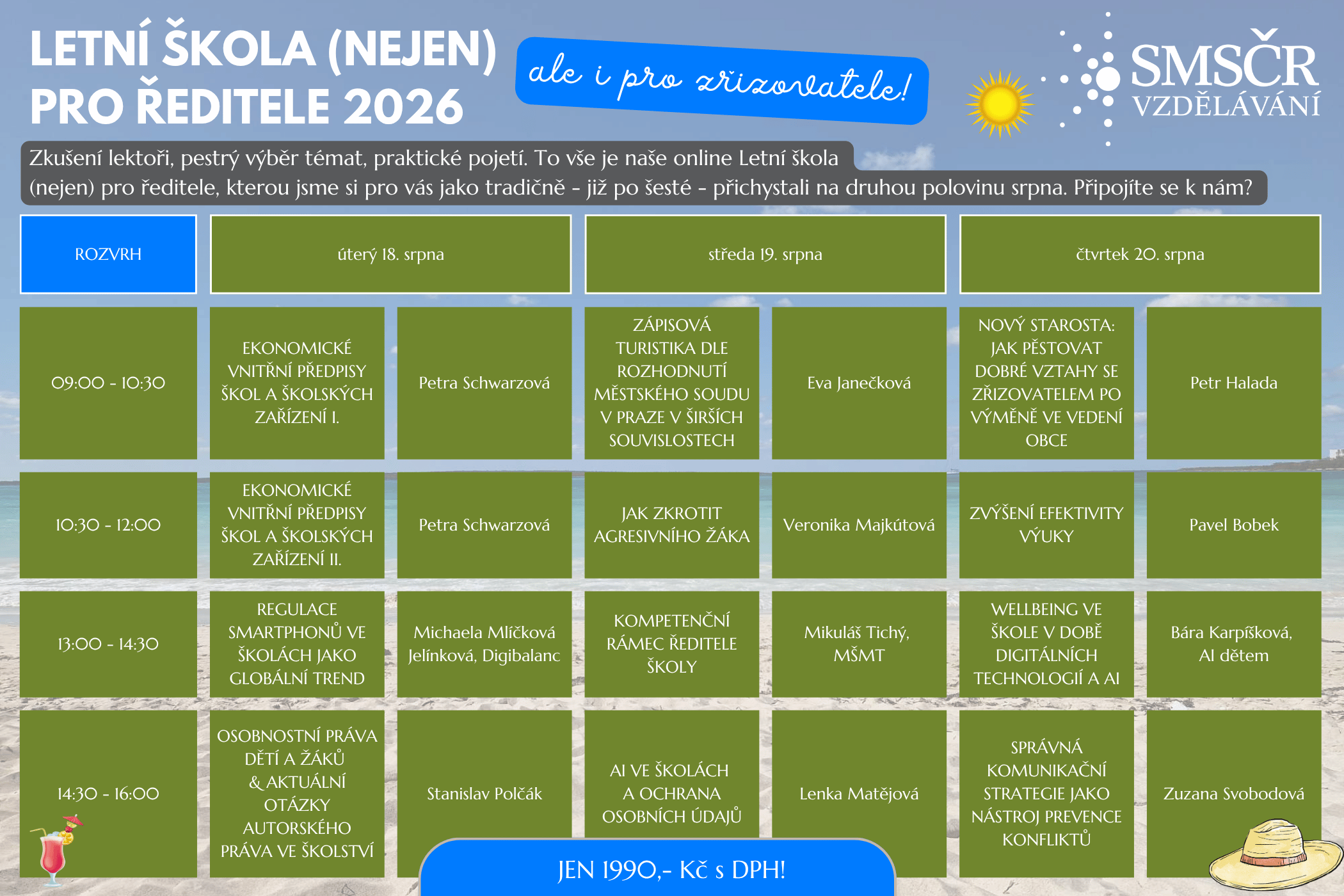 LETNÍ ŠKOLA (NEJEN) PRO ŘEDITELE 2026 online - pláž